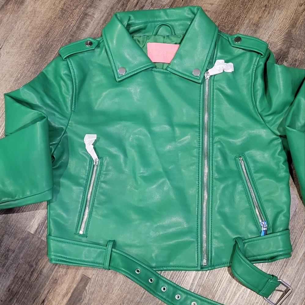 Azalea wang Green FAUX leather jacket